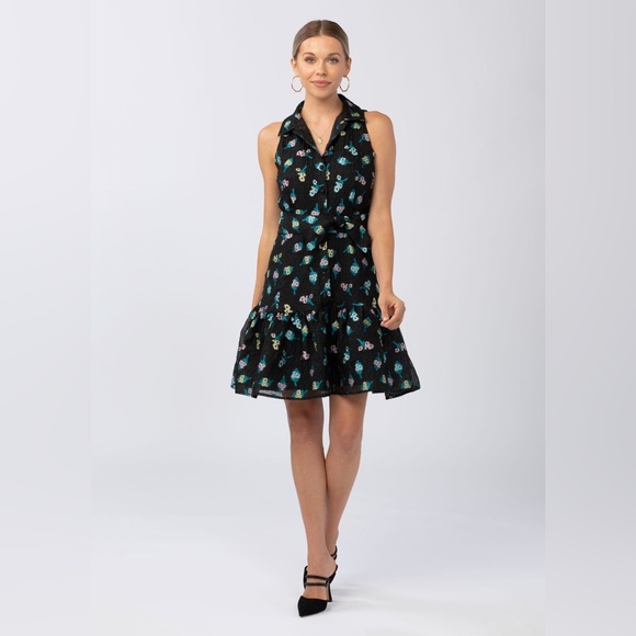 LARA RUFFLE MINI DRESS BOUQUET Sz L - Picture 2 of 9